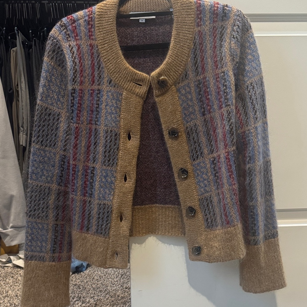 Veronica Beard Plaid Button-Up Women's Sweater